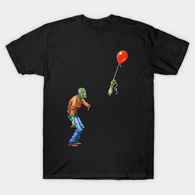 Sad Zombie on Dark T-Shirt by Angel Robot